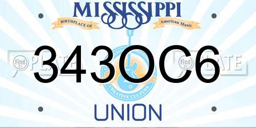 343OC6 Mississippi License Plate