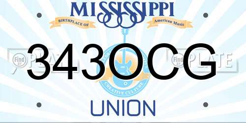 343OCG Mississippi License Plate