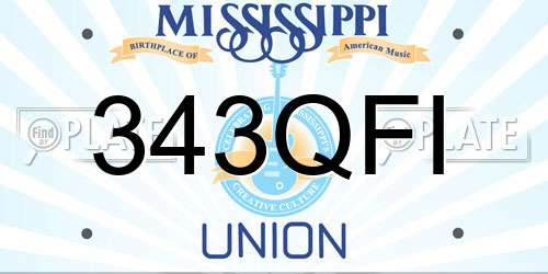 343QFI Mississippi License Plate