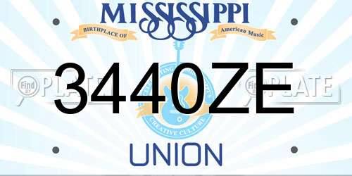 3440ZE Mississippi License Plate