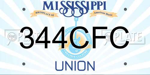 344CFC Mississippi License Plate