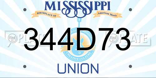 344D73 Mississippi License Plate