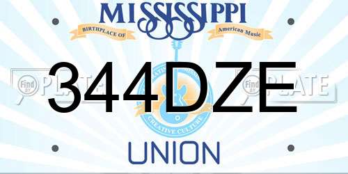 344DZE Mississippi License Plate