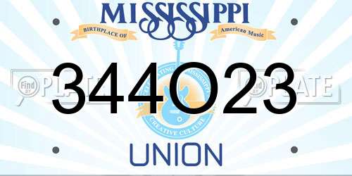 344O23 Mississippi License Plate