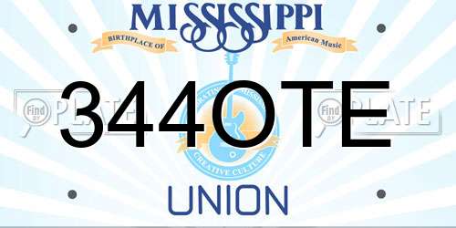 344OTE Mississippi License Plate