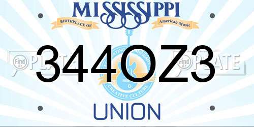 344OZ3 Mississippi License Plate