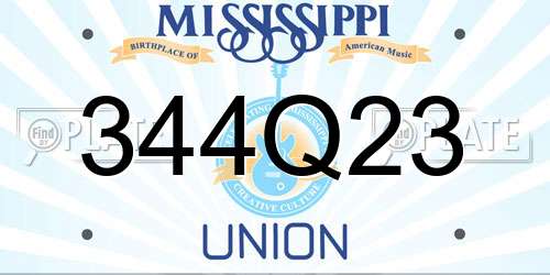344Q23 Mississippi License Plate