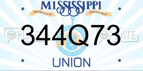344Q73 Mississippi License Plate