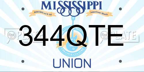 344QTE Mississippi License Plate