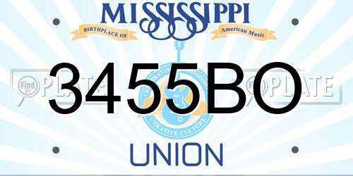 3455BO Mississippi License Plate
