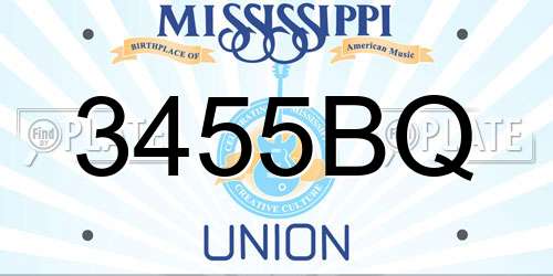 3455BQ Mississippi License Plate