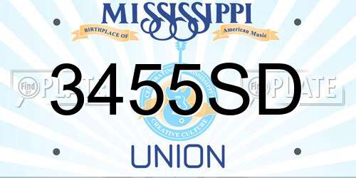 3455SD Mississippi License Plate