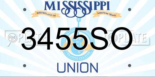 3455SO Mississippi License Plate