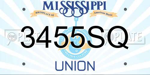 3455SQ Mississippi License Plate