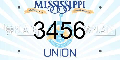 3456 Mississippi License Plate