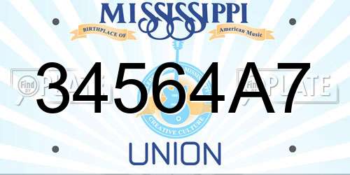 34564A7 Mississippi License Plate
