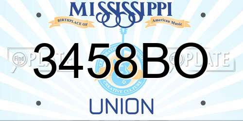 3458BO Mississippi License Plate