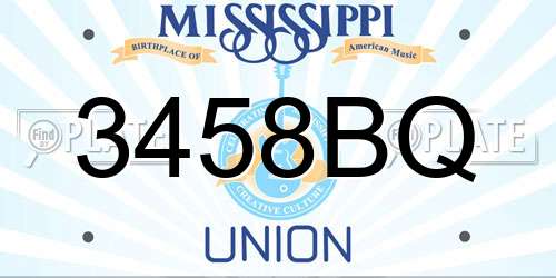 3458BQ Mississippi License Plate