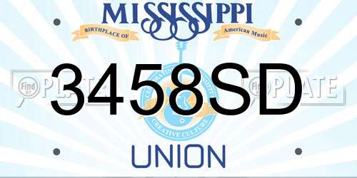 3458SD Mississippi License Plate