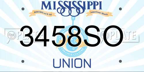 3458SO Mississippi License Plate