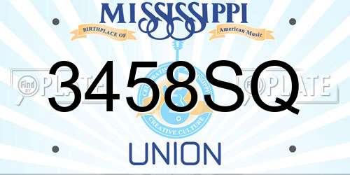 3458SQ Mississippi License Plate