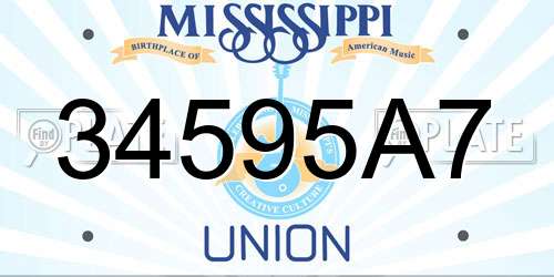 34595A7 Mississippi License Plate