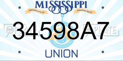 34598A7 Mississippi License Plate