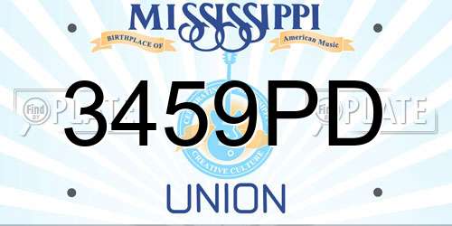 3459PD Mississippi License Plate