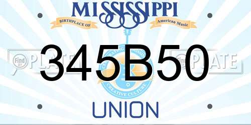 345B50 Mississippi License Plate