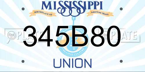 345B80 Mississippi License Plate