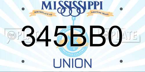 345BB0 Mississippi License Plate