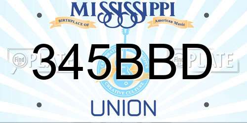 345BBD Mississippi License Plate