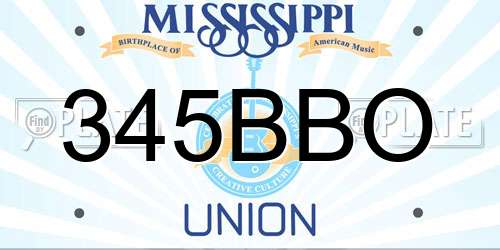 345BBO Mississippi License Plate
