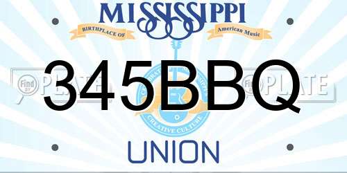 345BBQ Mississippi License Plate