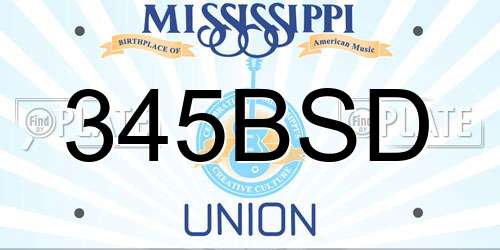 345BSD Mississippi License Plate
