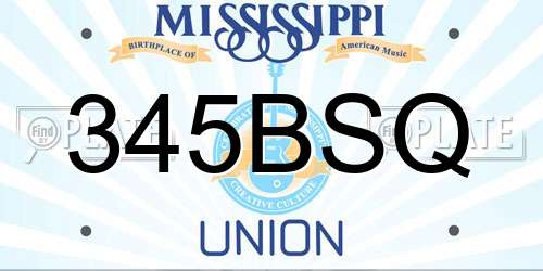 345BSQ Mississippi License Plate