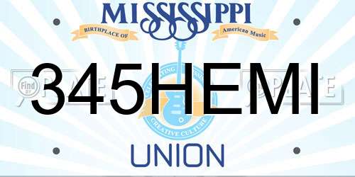 345HEMI Mississippi License Plate
