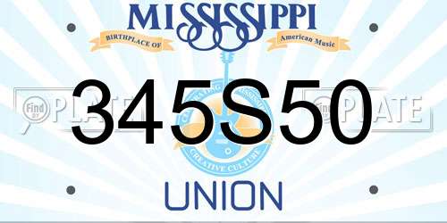 345S50 Mississippi License Plate