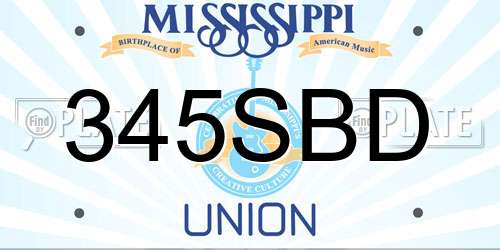 345SBD Mississippi License Plate
