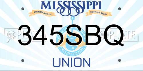 345SBQ Mississippi License Plate
