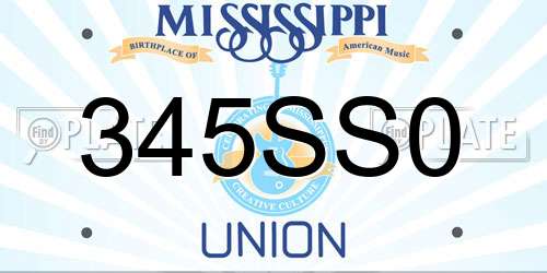 345SS0 Mississippi License Plate