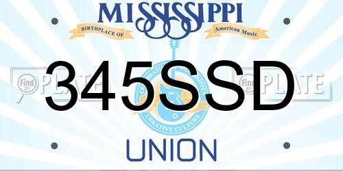345SSD Mississippi License Plate
