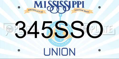 345SSO Mississippi License Plate