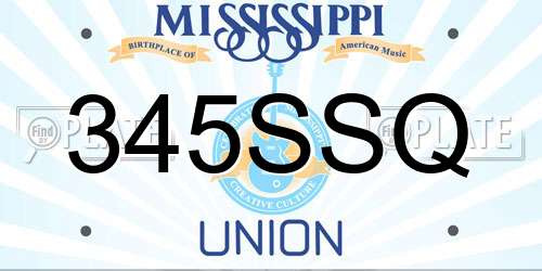 345SSQ Mississippi License Plate