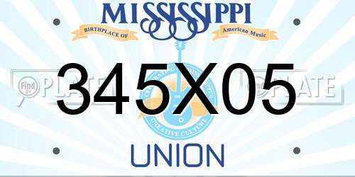 345X05 Mississippi License Plate