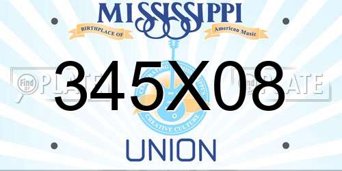 345X08 Mississippi License Plate