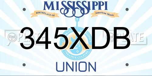 345XDB Mississippi License Plate