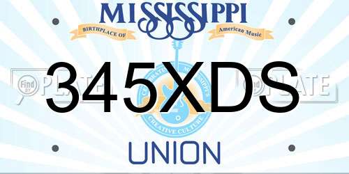 345XDS Mississippi License Plate