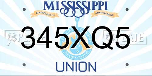 345XQ5 Mississippi License Plate