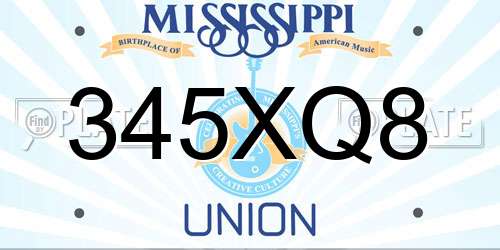 345XQ8 Mississippi License Plate